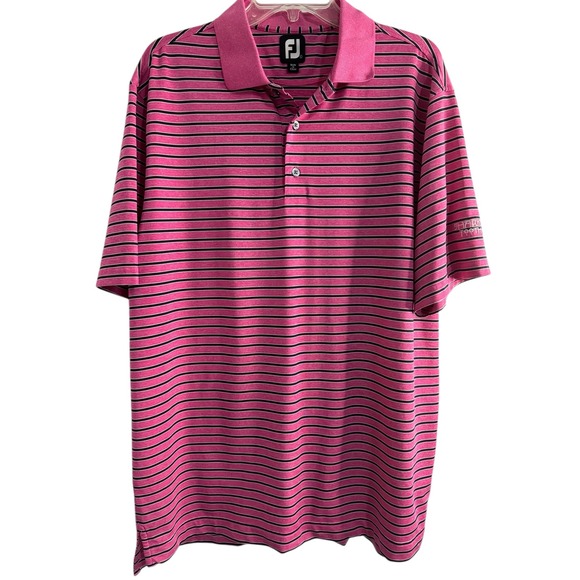 FootJoy Other - Footjoy FJ Performance Golf Polo Shirt Pink Black Stripe Mens L Sharkstooth‎